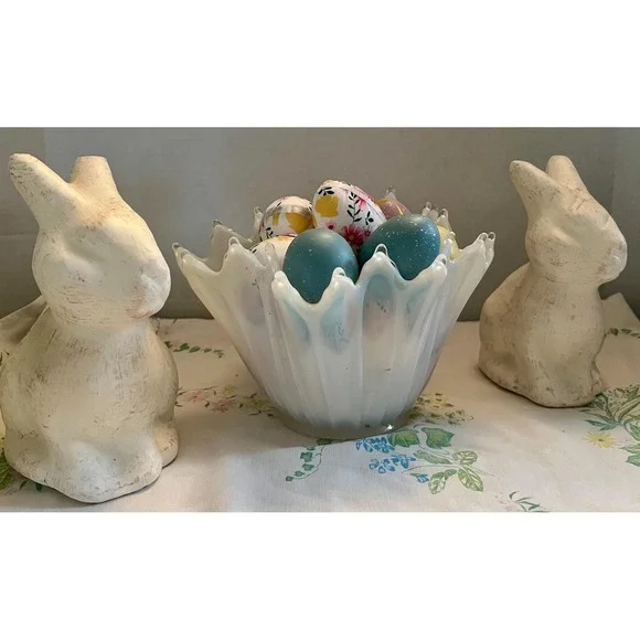 vintage glass Fostoria Heirloom handkerchief bowl blue and white - Picture 2 of 4